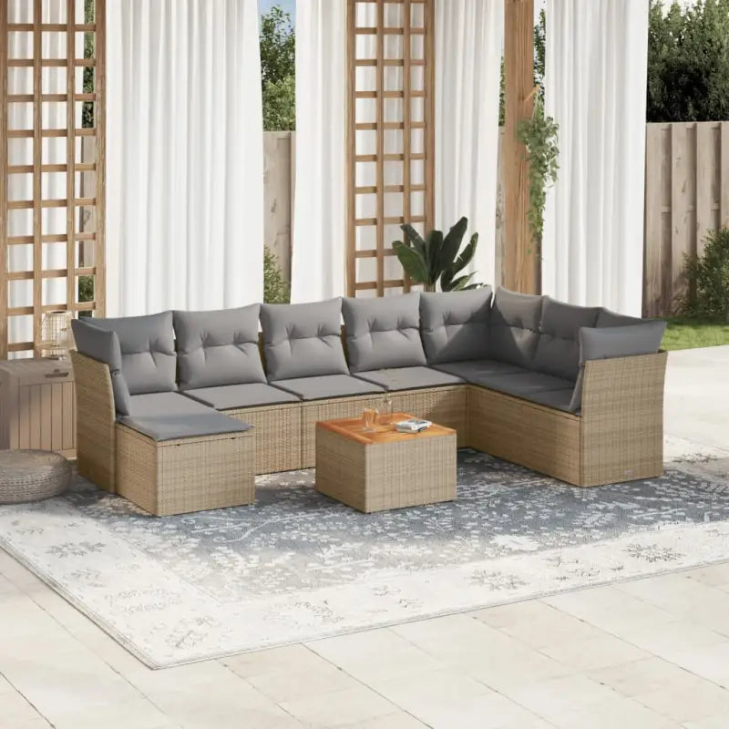 Zwart materiaal loungeset met gepoedercoat staal voor buitenplezier - Beige en grijs - Tuinsets