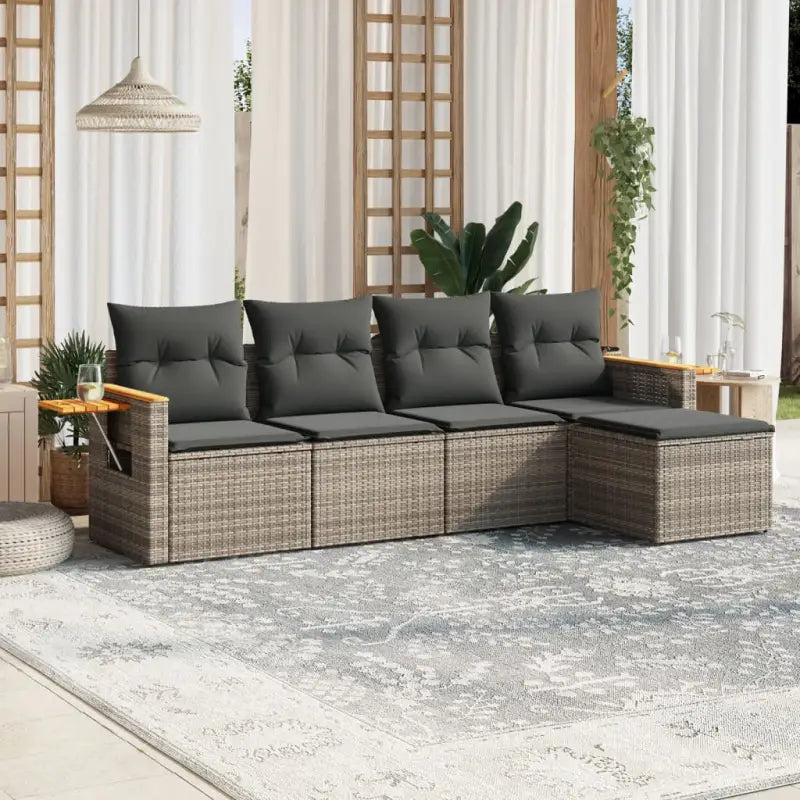 Zwart materiaal loungeset met gepoedercoat staal voor buitenplezier - Grijs / Zonder tafel - Tuinsets