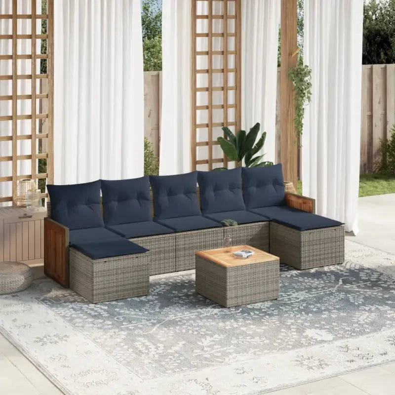 Zwart materiaal loungeset met gepoedercoat staal voor buitenplezier - Grijs / Met tafel - Tuinsets