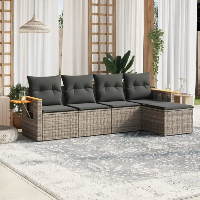 Zwart materiaal loungeset met gepoedercoat staal voor buitenplezier - Grijs / Zonder tafel - Tuinsets