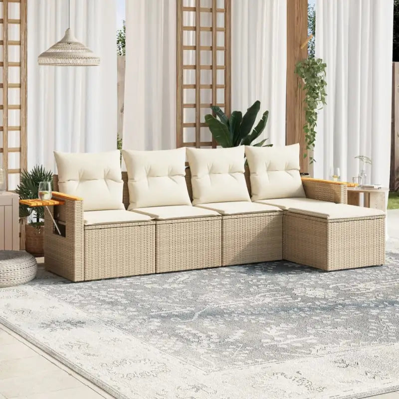 Zwart materiaal loungeset met gepoedercoat staal voor buitenplezier - beige en crèmekleurig / Zonder tafel - Tuinsets