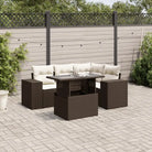Zwart materiaal loungeset met gepoedercoat staal voor in de tuin - Bruin en crème / zonder opbergruimte - Tuinsets