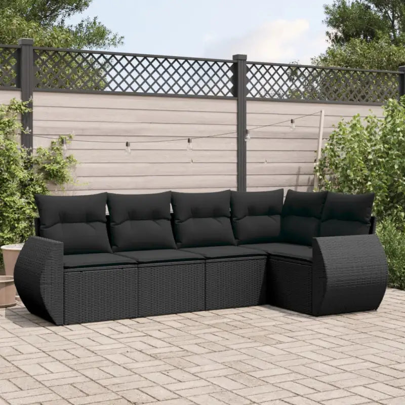 Zwart materiaal loungeset met gepoedercoat staal voor je tuin of terras - Zwart / Met tafel - Tuinsets