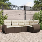 Zwart materiaal loungeset met gepoedercoat staal voor je tuin of terras - Bruin en crème / Met tafel - Tuinsets