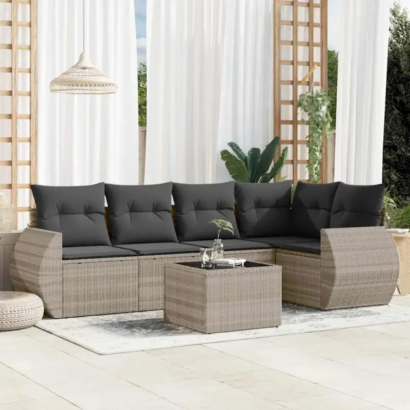 Zwart materiaal loungeset met gepoedercoat staal voor je tuin of terras - Lichtgrijs / Zonder tafel - Tuinsets