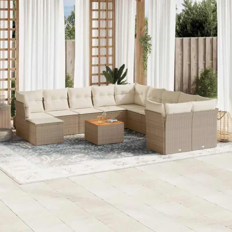 Zwart materiaal loungeset met gepoedercoat staal voor je tuin of terras - beige en crèmekleurig - Tuinsets
