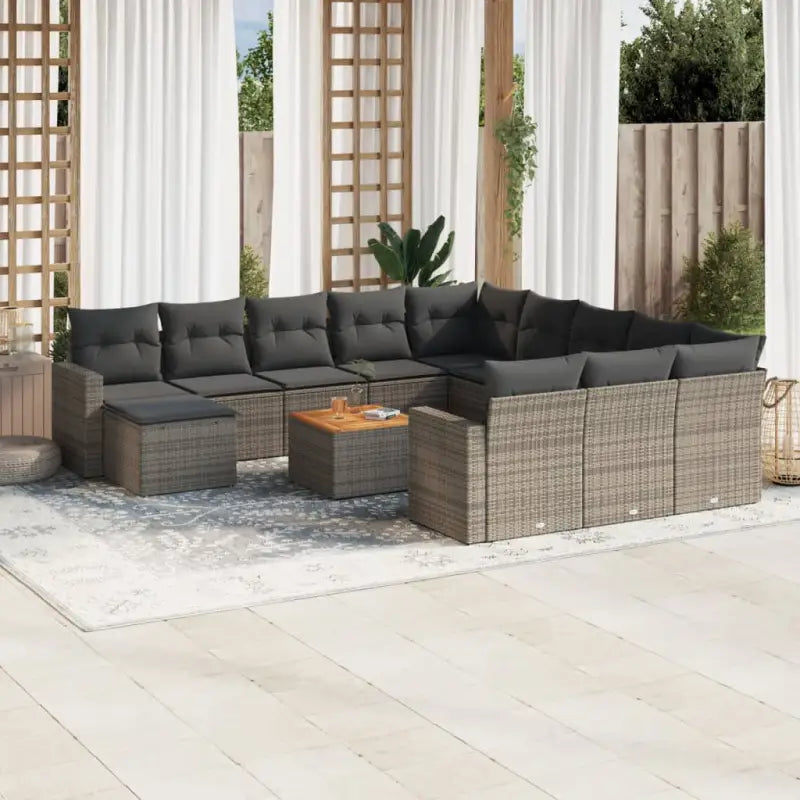 Zwart materiaal loungeset met gepoedercoat staal voor jouw tuin of terras - Grijs - Tuinsets