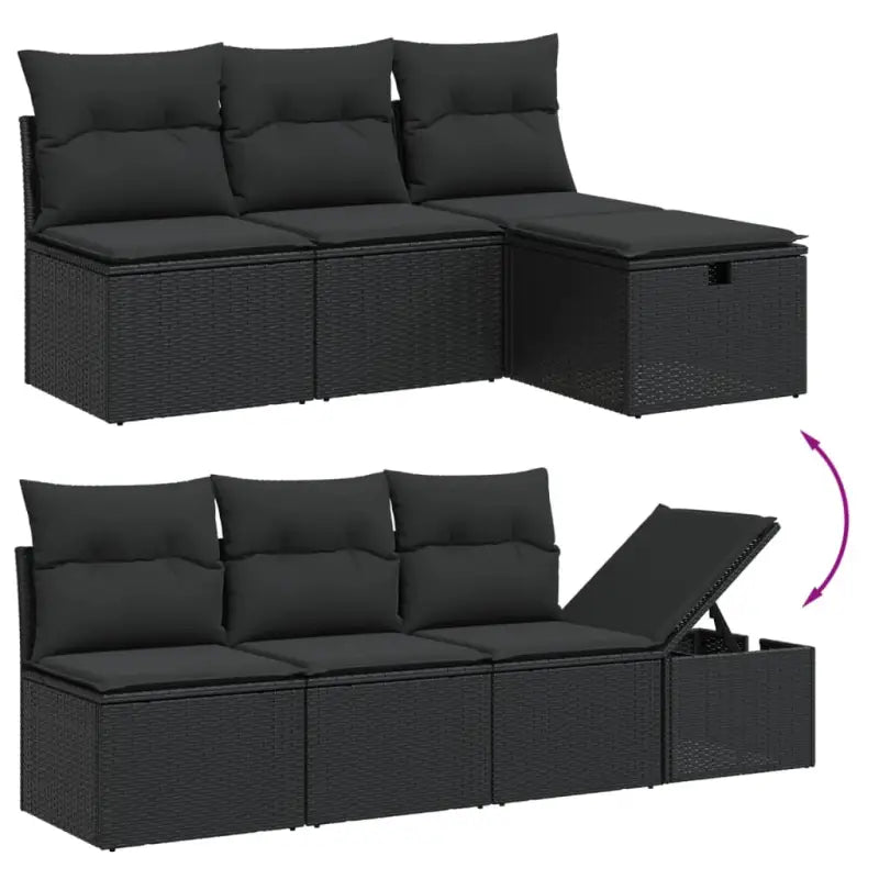 Zwart materiaal loungeset met gepoedercoat staal voor jouw tuin of terras - Tuinsets