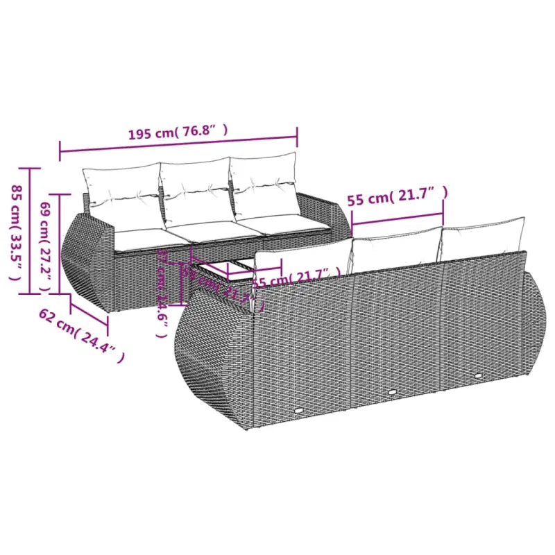 Zwart materiaal loungeset met gepoedercoat staal voor jouw tuin of terras - Tuinsets