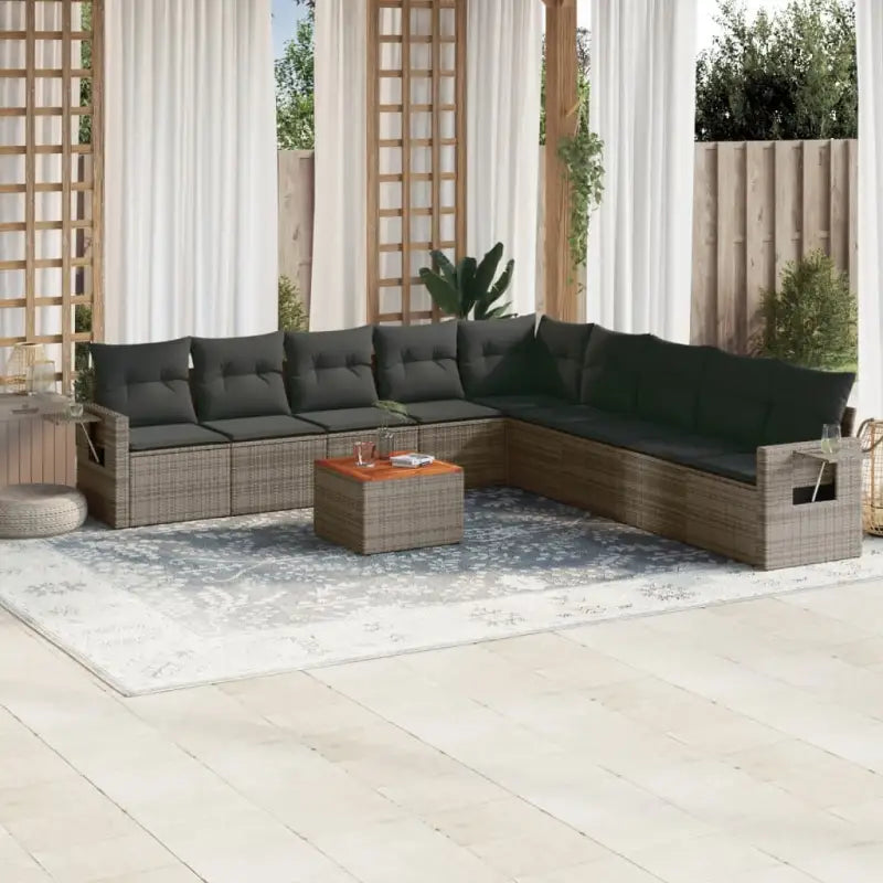 Zwart materiaal loungeset met gepoedercoat staal voor terras of tuin - Grijs - Tuinsets