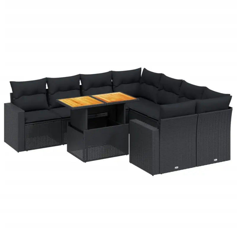 Zwart materiaal loungeset met gepoedercoat staal voor tuin en terras - Tuinsets