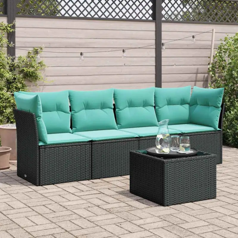 Zwart materiaal loungeset met gepoedercoat staal voor tuin en terras - Tuinsets