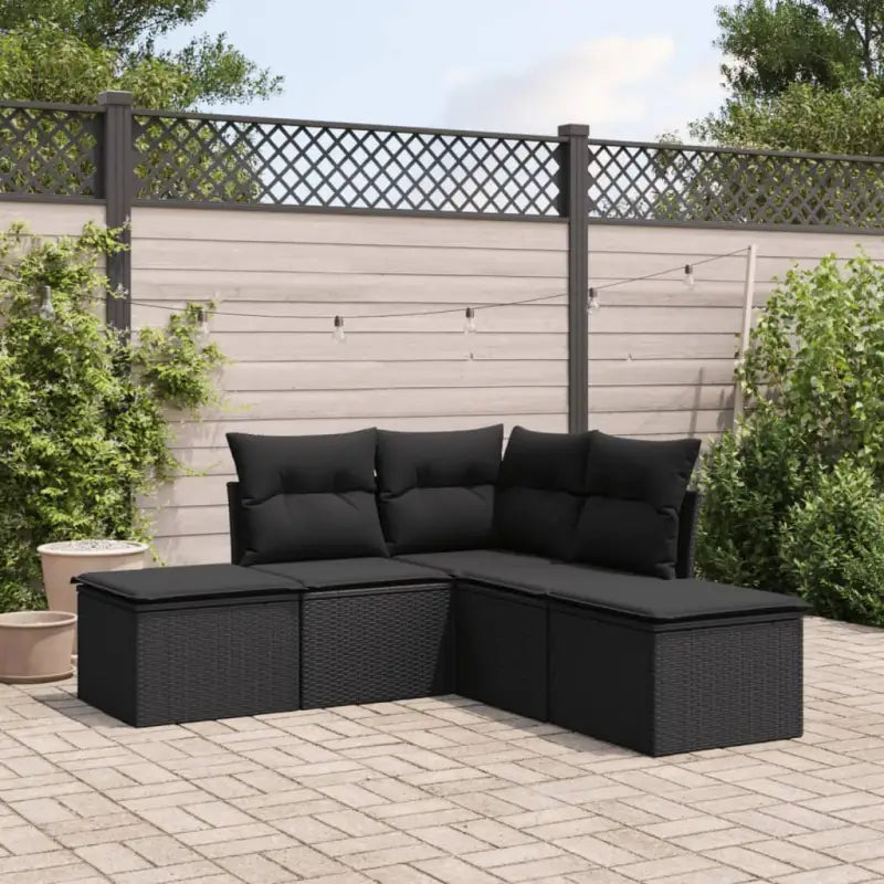 Zwart materiaal loungeset met gepoedercoat staal voor tuin en terras - Zwart / Zonder tafel - Tuinsets