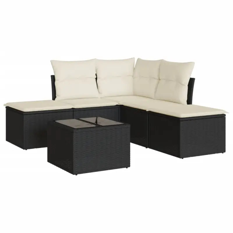 Zwart materiaal loungeset met gepoedercoat staal voor tuin en terras - Tuinsets
