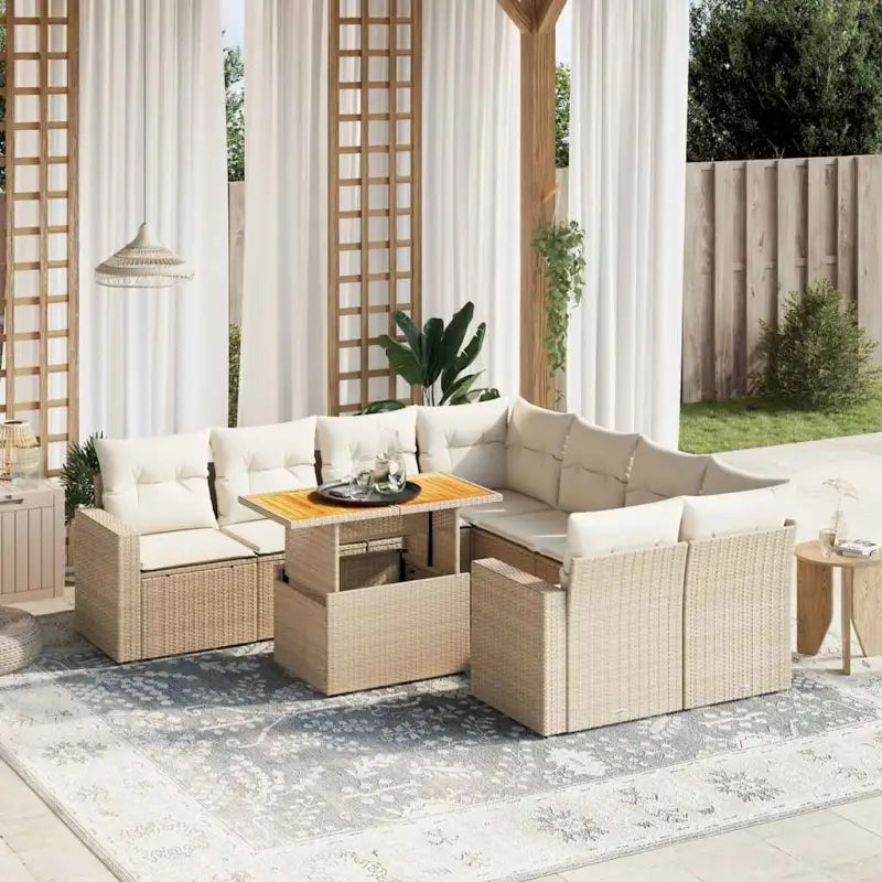 Zwart materiaal loungeset met gepoedercoat staal voor tuin en terras - beige en crèmekleurig / zonder opbergruimte