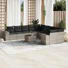 Zwart materiaal loungeset met gepoedercoat staal voor tuin en terras - Lichtgrijs en donkergrijs / Met tafel - Tuinsets