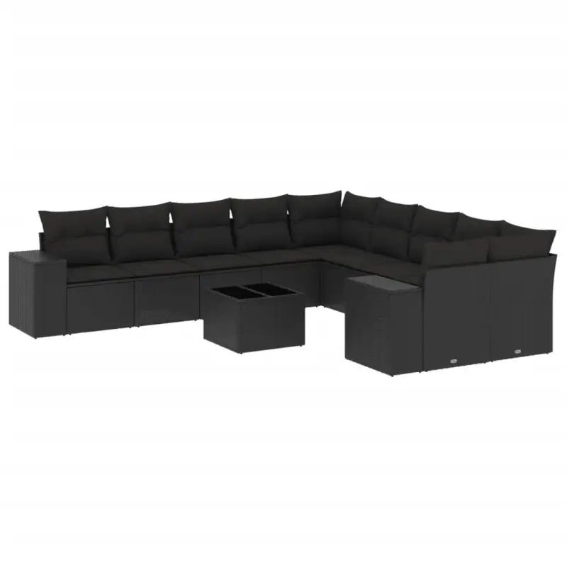 Zwart materiaal loungeset met gepoedercoat staal voor tuin en terras - Tuinsets