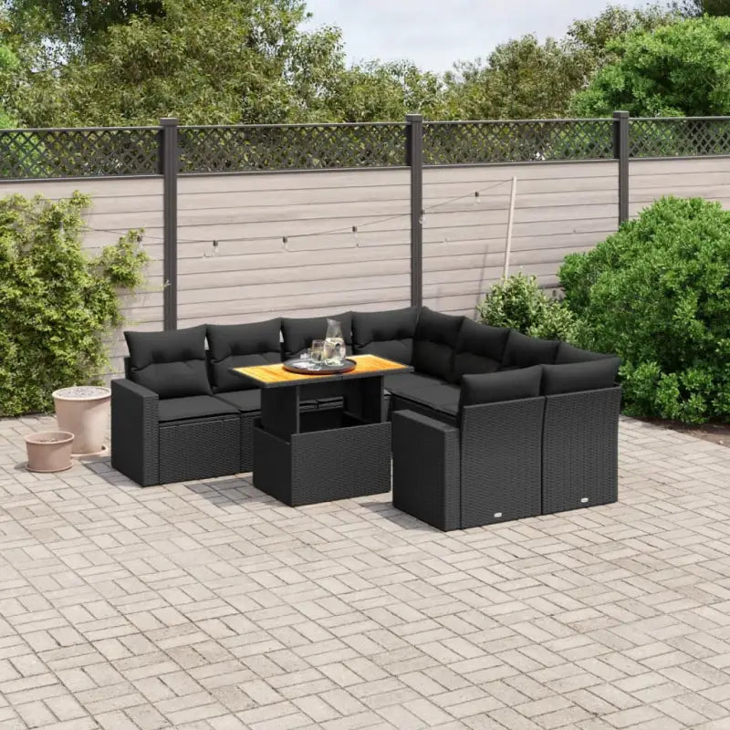 Zwart materiaal loungeset met gepoedercoat staal voor tuin en terras - Tuinsets