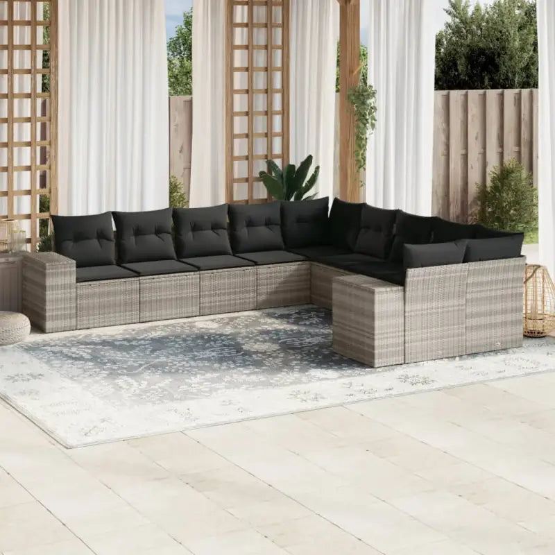 Zwart materiaal loungeset met gepoedercoat staal voor tuin en terras - Lichtgrijs en donkergrijs / Zonder tafel