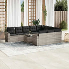 Zwart materiaal loungeset met gepoedercoat staal voor tuin of terras - Lichtgrijs / Met tafel - Tuinsets