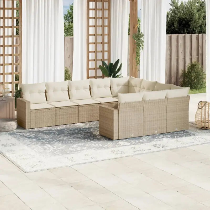 Zwart materiaal loungeset met gepoedercoat staal voor tuin of terras - beige en crèmekleurig / Zonder tafel - Tuinsets