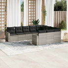 Zwart materiaal loungeset met gepoedercoat staal voor tuin of terras - Lichtgrijs / Zonder tafel - Tuinsets