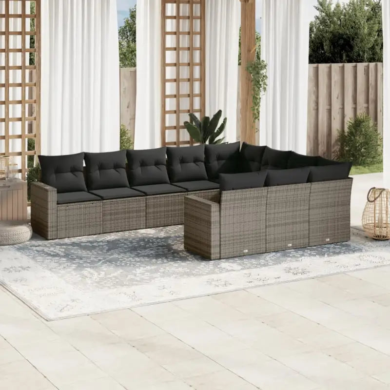 Zwart materiaal loungeset met gepoedercoat staal voor tuin of terras - Grijs / Zonder tafel - Tuinsets