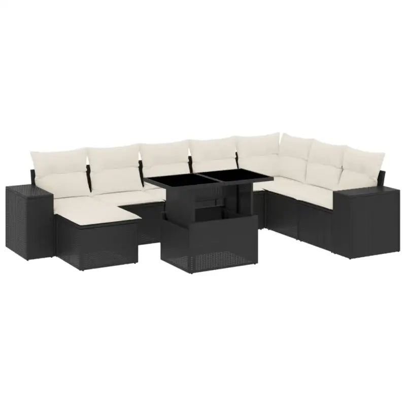 Zwart materiaal loungeset met gepoedercoat staal voor tuin of terras - Tuinsets