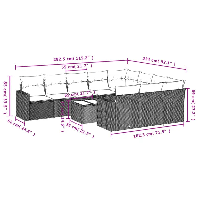Zwart materiaal loungeset met gepoedercoat staal voor tuin of terras - Tuinsets
