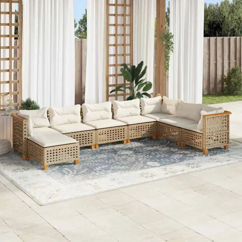 Zwart materiaal loungeset met natuurlijke olieafwerking en ideale afmetingen - Beige / Zonder tafel / gat weven