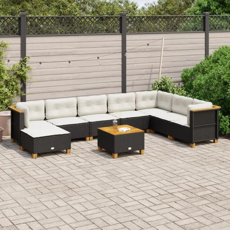 Zwart materiaal loungeset met natuurlijke olieafwerking en ideale afmetingen - Zwart / Met tafel / Dichtgeweven