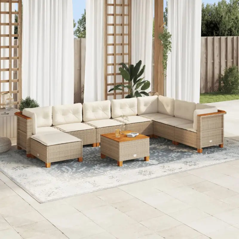 Zwart materiaal loungeset met natuurlijke olieafwerking en ideale afmetingen - Beige / Met tafel / Dichtgeweven
