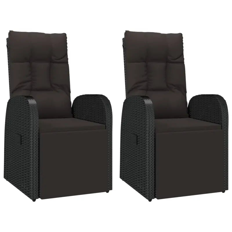 Zwart materiaal loungeset met poly rattan en gehard glas voor tuin - Tuinsets
