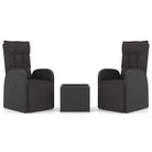 Zwart materiaal loungeset met poly rattan en gehard glas voor tuin - Tuinsets