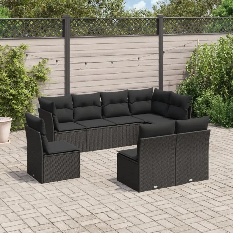 Zwart materiaal loungeset met poly rattan en gepoedercoat staal - Zwart / Zonder tafel - Tuinsets
