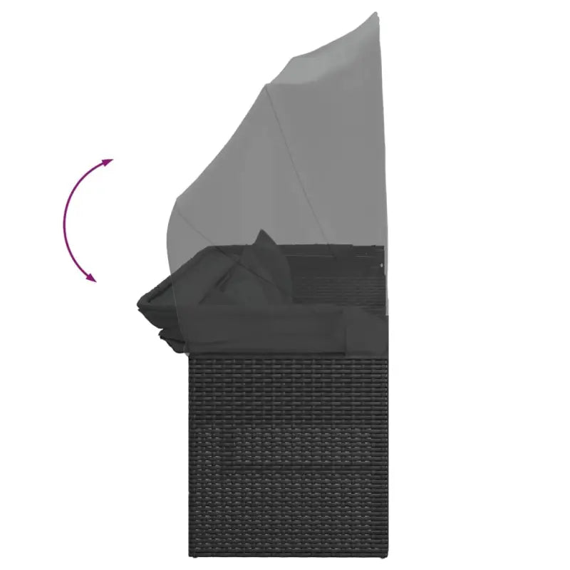 Zwart materiaal loungeset met poly rattan en gepoedercoat staal - Zwart / 4 - Tuinsets