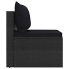 Zwart materiaal loungeset met poly rattan en gepoedercoat staal - Zwart / 4 - Tuinsets