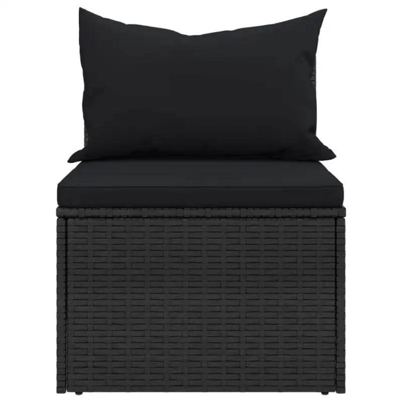 Zwart materiaal loungeset met poly rattan en gepoedercoat staal - Zwart / 4 - Tuinsets