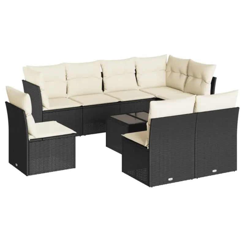 Zwart materiaal loungeset met poly rattan en gepoedercoat staal - Tuinsets