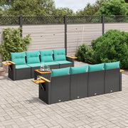 Zwart materiaal loungeset met poly rattan en gepoedercoat staal - Tuinsets