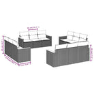 Zwart materiaal loungeset met poly rattan en gepoedercoat staal afmetingen - Tuinsets