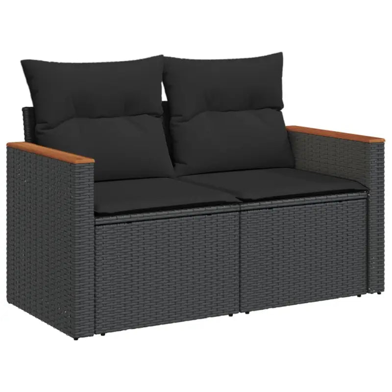 Zwart materiaal loungeset met poly rattan en gepoedercoat staal afmetingen - Tuinsets
