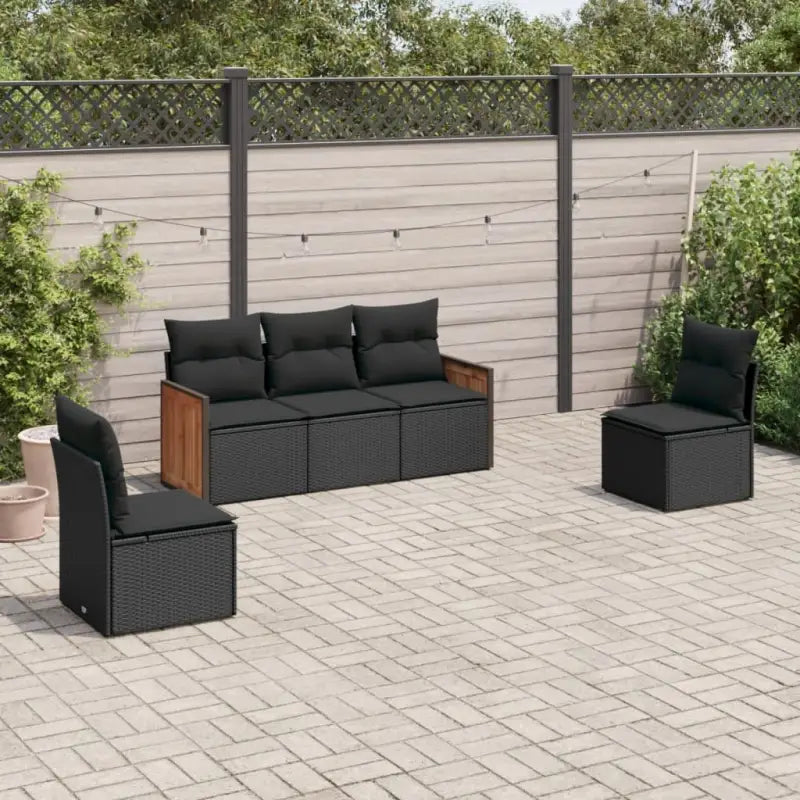 Zwart materiaal loungeset met poly rattan en gepoedercoat staal afmetingen - Zwart / Zonder tafel - Tuinsets