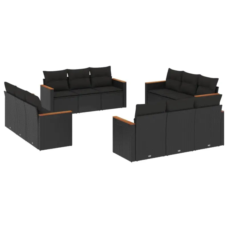 Zwart materiaal loungeset met poly rattan en gepoedercoat staal afmetingen - Tuinsets