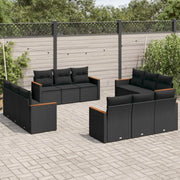 Zwart materiaal loungeset met poly rattan en gepoedercoat staal afmetingen - Tuinsets