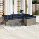 Zwart materiaal loungeset met poly rattan en gepoedercoat staal - Beige en grijs - Tuinsets