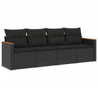 Zwart materiaal loungeset met poly rattan en waterdichte tas - Tuinsets