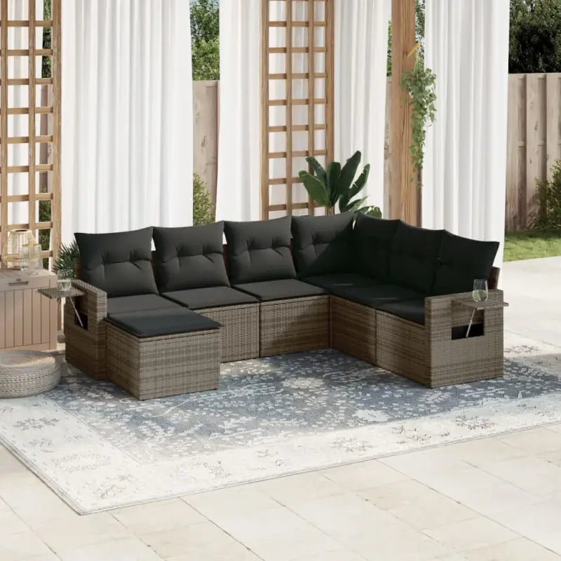 Zwart materiaal loungeset met waterdichte tas en gepoedercoat staal - grijs en donkergrijs / Zonder tafel - Tuinsets