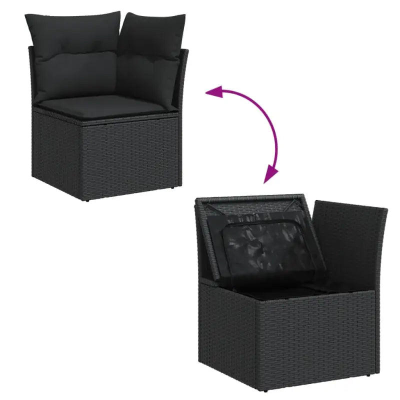 Zwart materiaal loungeset met waterdichte tas en gepoedercoat staal - Tuinsets