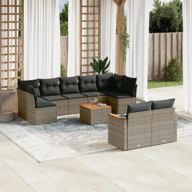 Zwart materiaal loungeset met waterdichte tas en gepoedercoat staal - Grijs / Met tafel - Tuinsets